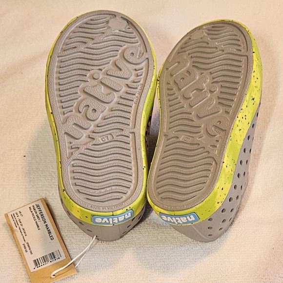 Native Jefferson Water Shoes Marbled Pigeon Gray/Palm Pickle Toddler Size C7 NEW - Picture 5 of 7
